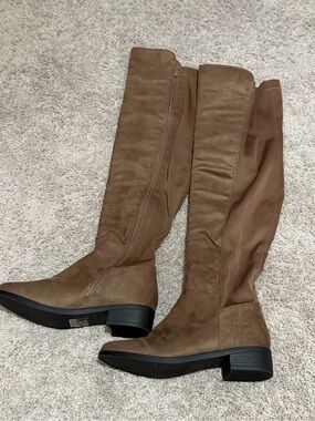 Fashion Nova Brown ThighHigh- stretch zip up Boots